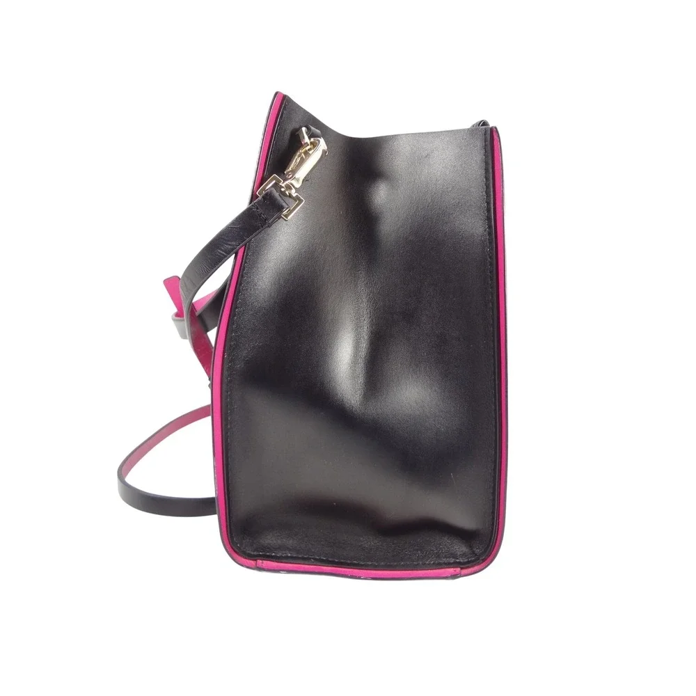 Kate Spade Arbour Hill Kyra New York Black Hot Pink Leather Tote Bag Wallet Set - Picture 10 of 12